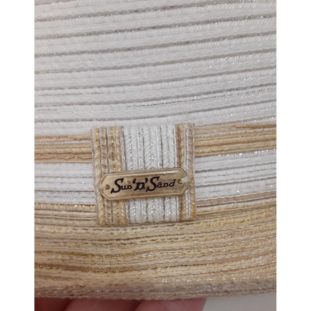 Sun N Sand Headwear Women's Fedora Hat White with Gold Summer Beach One Size - Picture 3 of 9